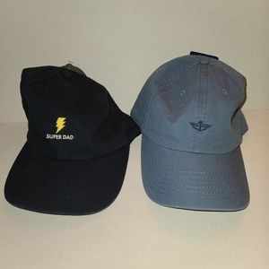 Two Dad Hats Navy & Ligh Blue Caps " Super Dad "